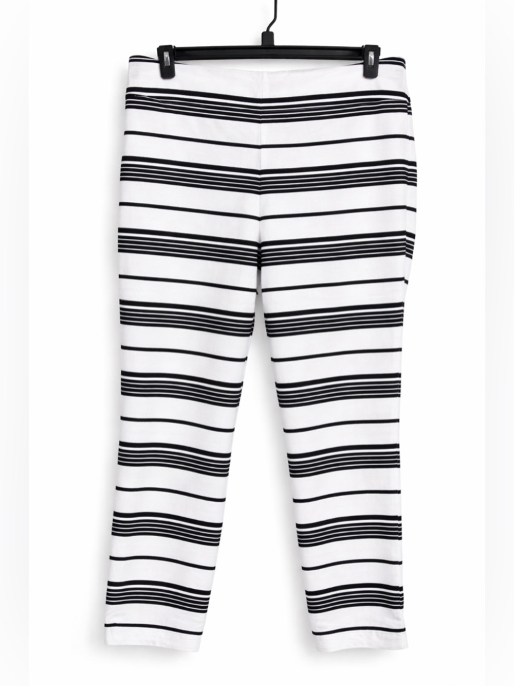 Black & White Striped Cropped Ankle Pants